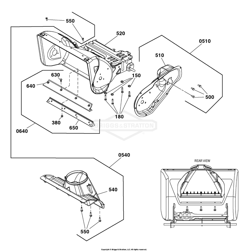 Frame Group Diagram and Parts List for 1697294-00 (1022EE)(2020) Briggs and Stratton Snow Blower